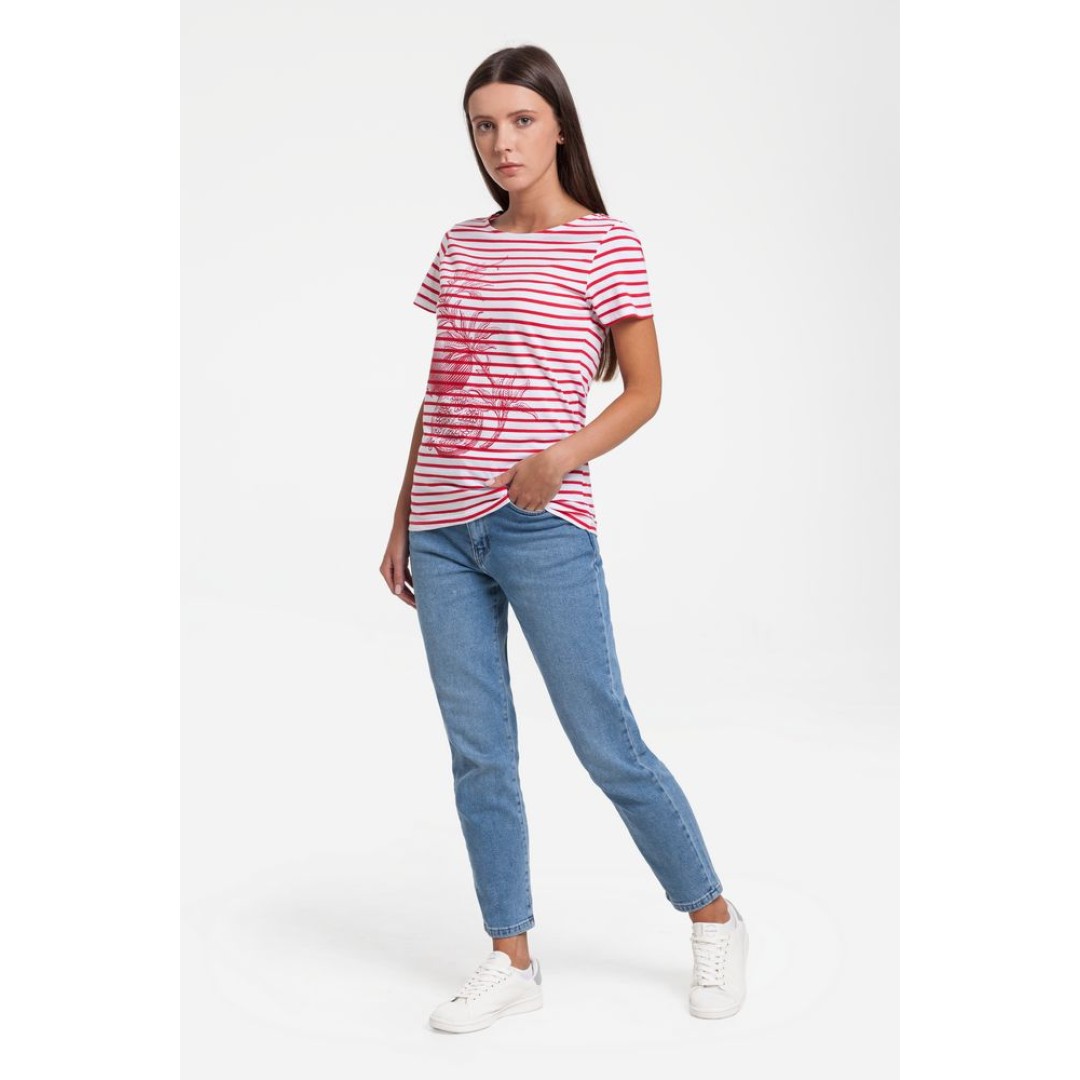 Футболка женская Grand Granat New, белая с красным, XS