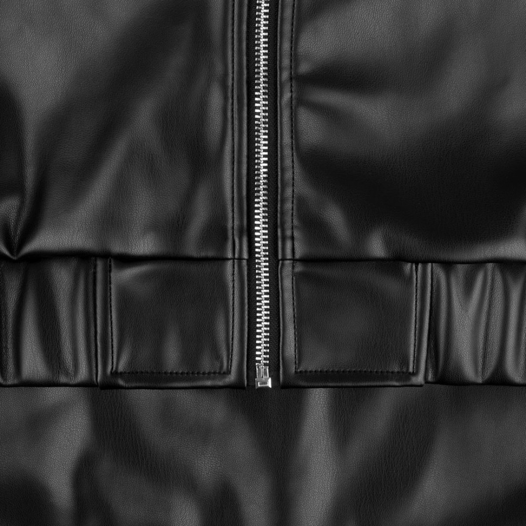 Бомбер из искусственной кожи Univer, черный, размер XS/S