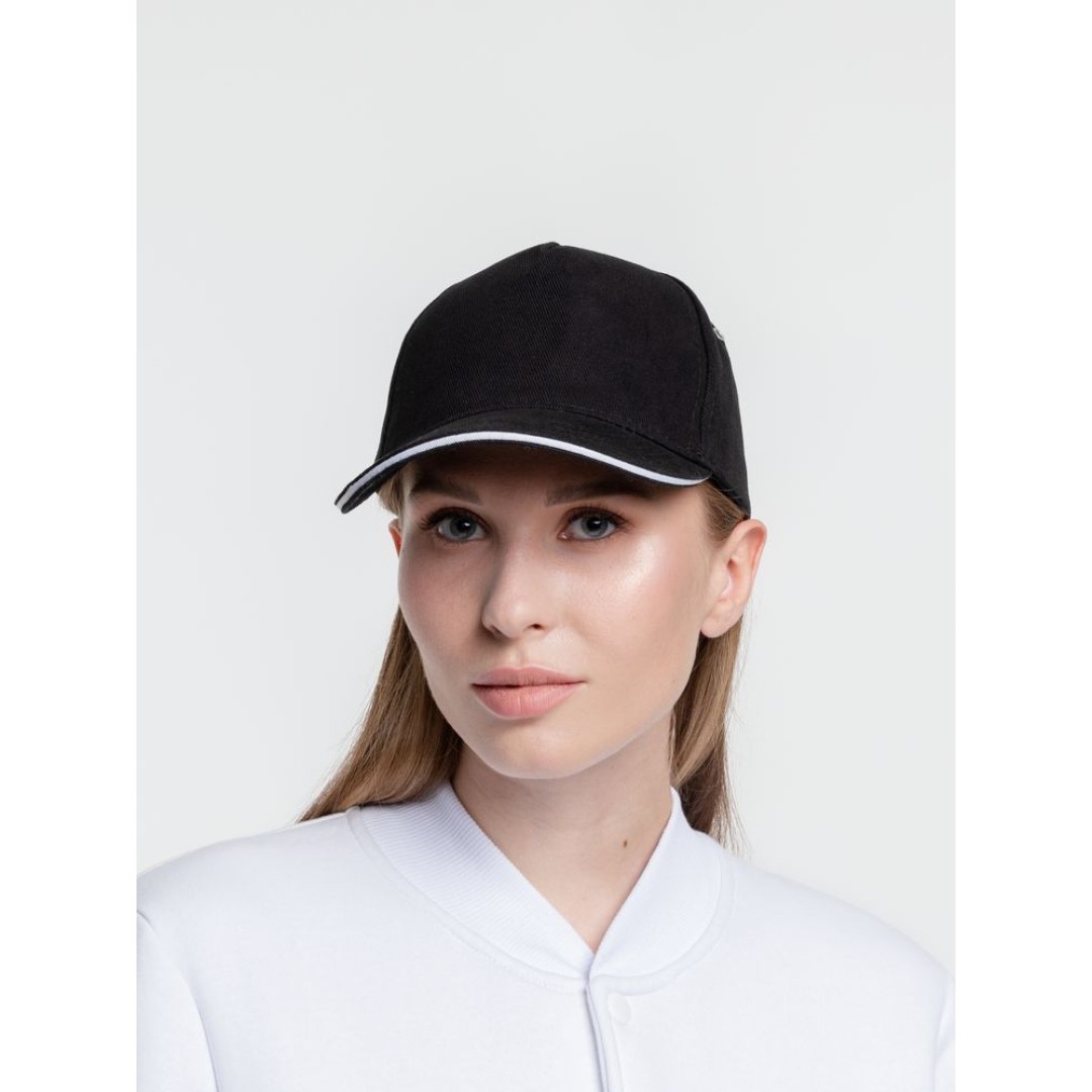 Бейсболка Classic, черная с белым кантом