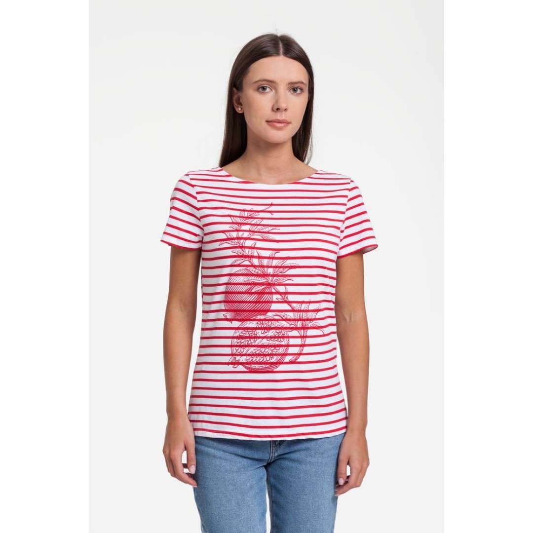 Футболка женская Grand Granat New, белая с красным, XS