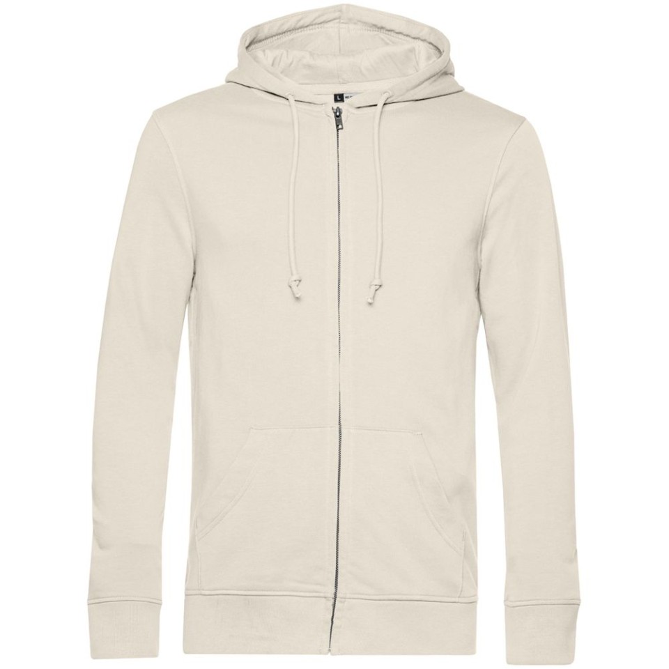 Толстовка на молнии с капюшоном унисекс BNC Inspire (Organic), молочно-белая, L