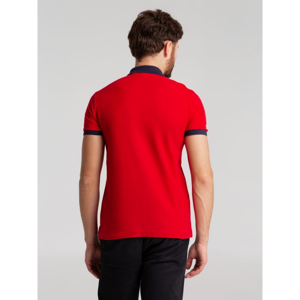 Рубашка поло Prince 190, красная с темно-синим, L