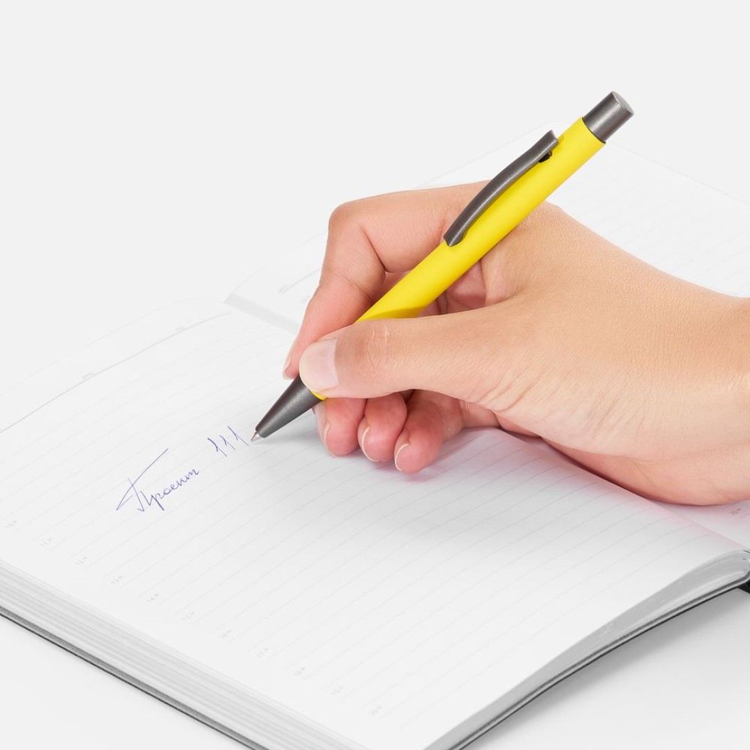 Ручка шариковая Atento Soft Touch, желтая