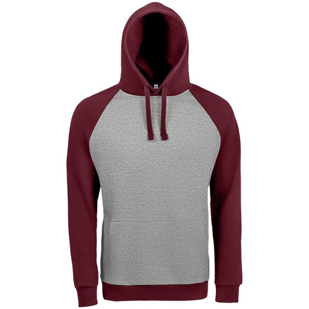 Толстовка унисекс Seattle серый меланж/бордовый, XXL