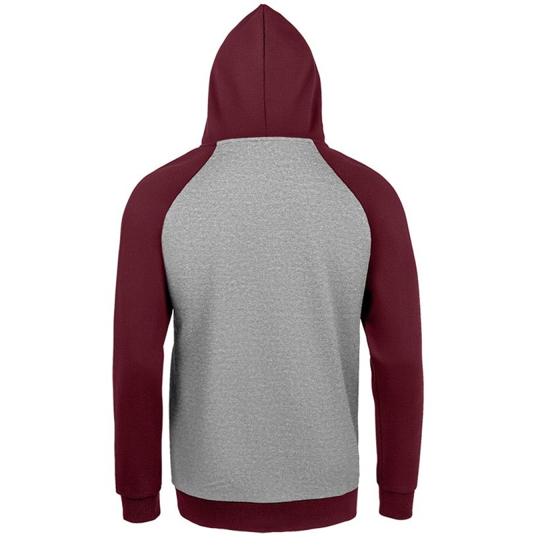 Толстовка унисекс Seattle серый меланж/бордовый, XXL