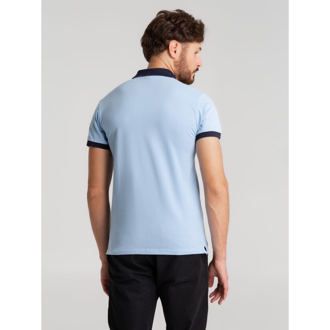 Рубашка поло Prince 190 голубая с темно-синим, S