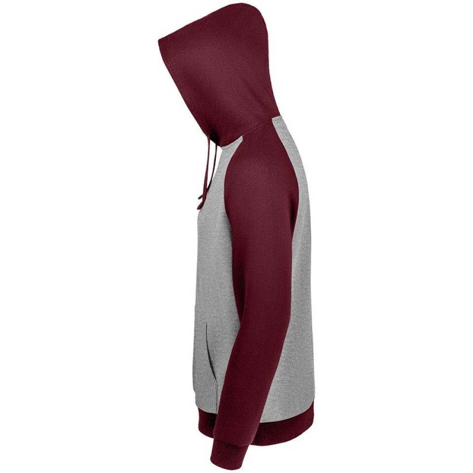 Толстовка унисекс Seattle серый меланж/бордовый, XL