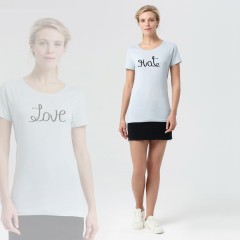 Футболка женская Hate-Love, голубая, S