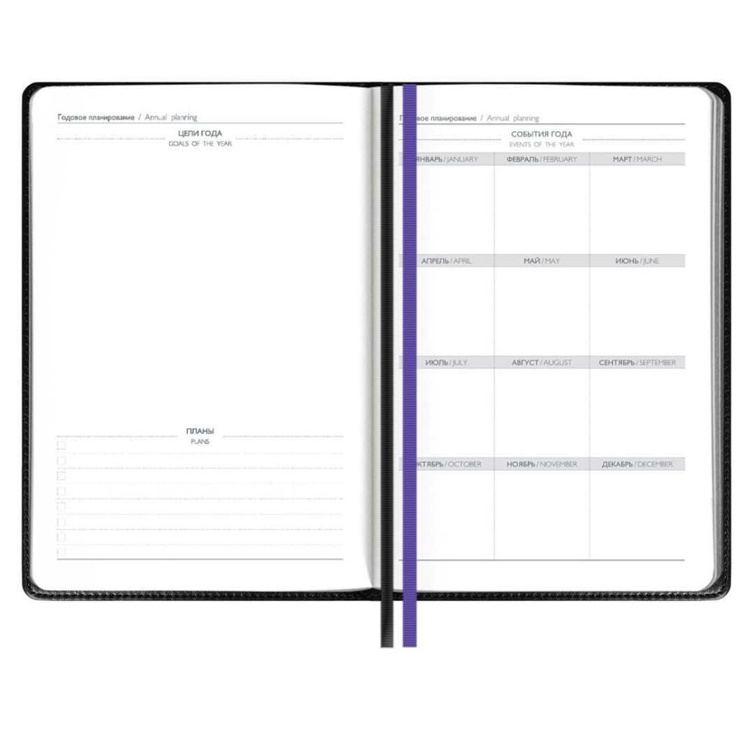 Ежедневник Alanis, недатированный, черный с фиолетовым