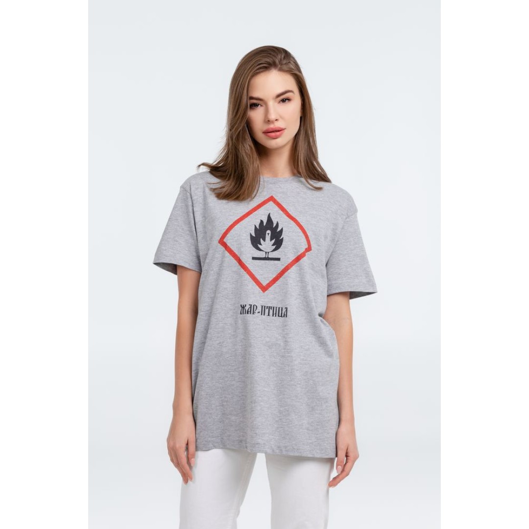 Футболка «Жар-птица», серый меланж, S