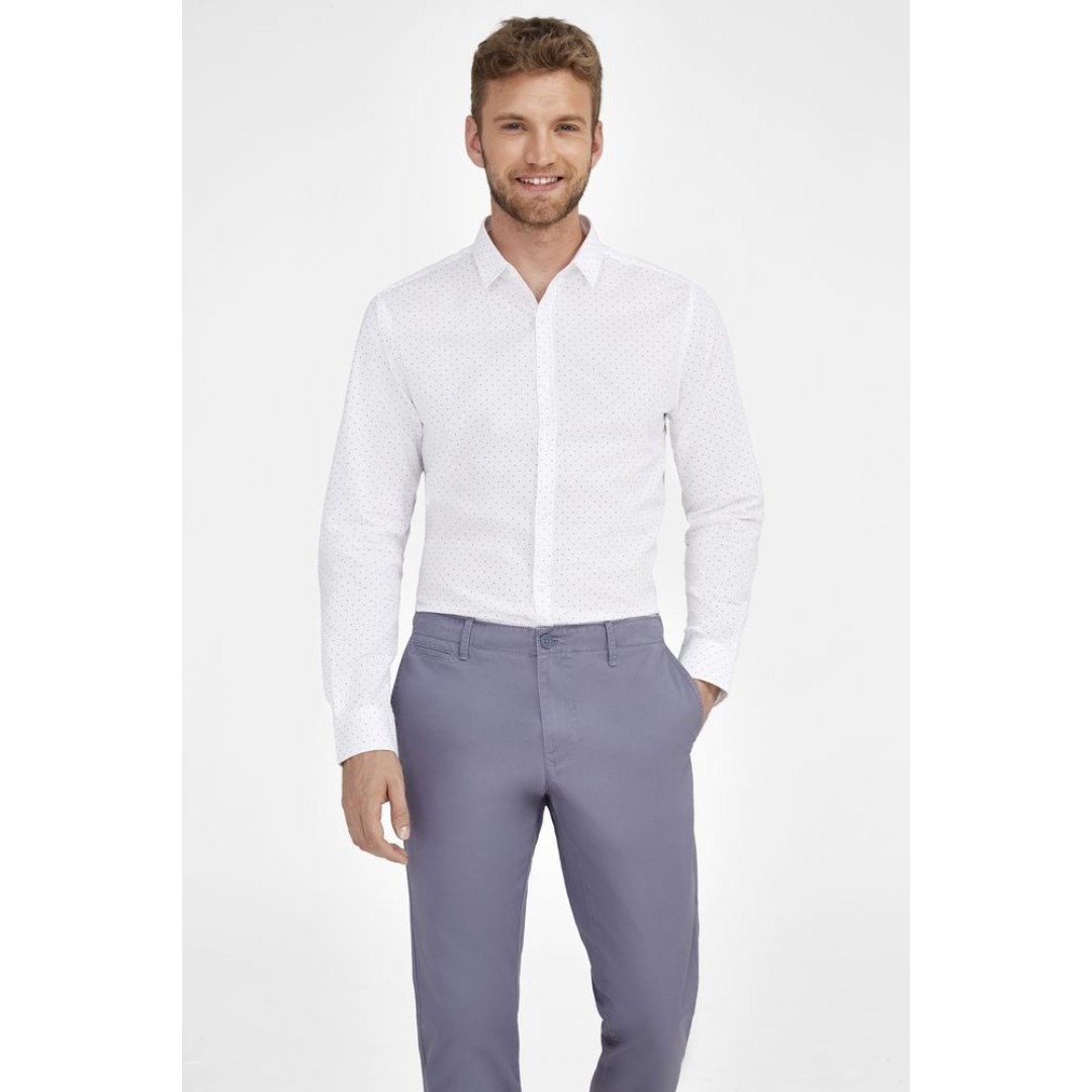 Рубашка мужская Becker Men, белая с темно-синим, 3XL