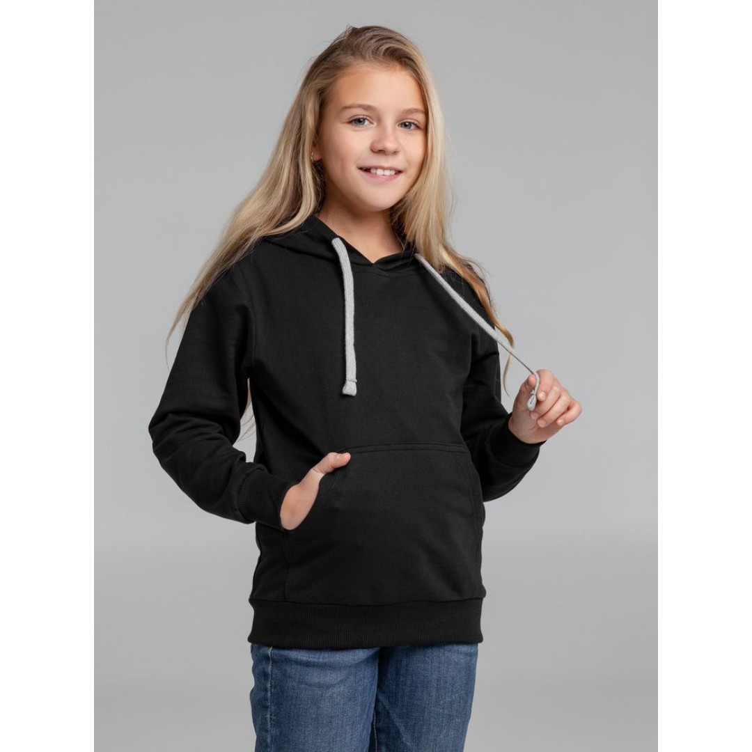 Толстовка с капюшоном детская Kirenga Kids, черная, 6 лет