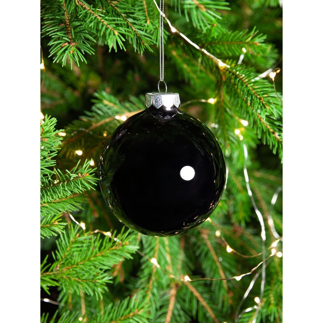 Елочный шар Finery Gloss, 8 см, глянцевый черный