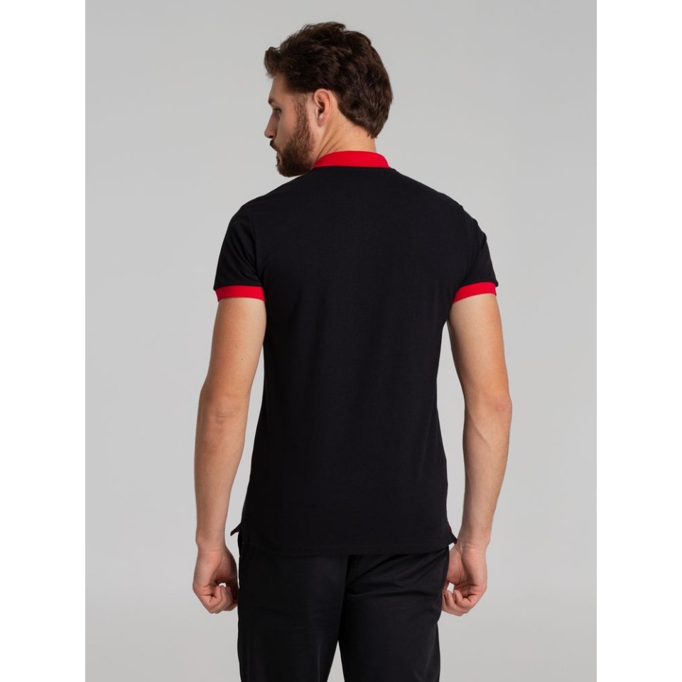 Рубашка поло Prince 190 черная с красным, S