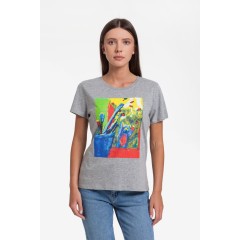 Футболка женская Artist Bear, серый меланж, S