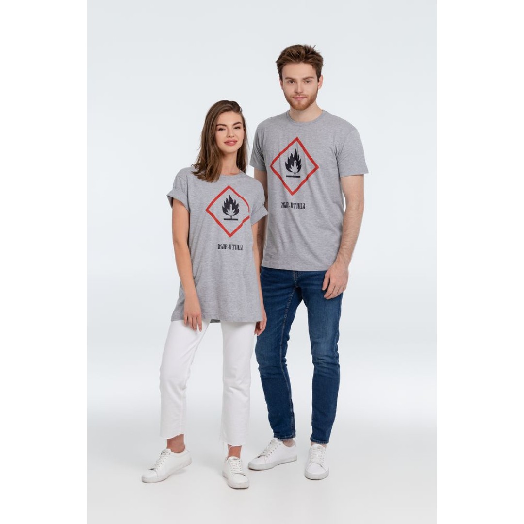 Футболка «Жар-птица», серый меланж, S