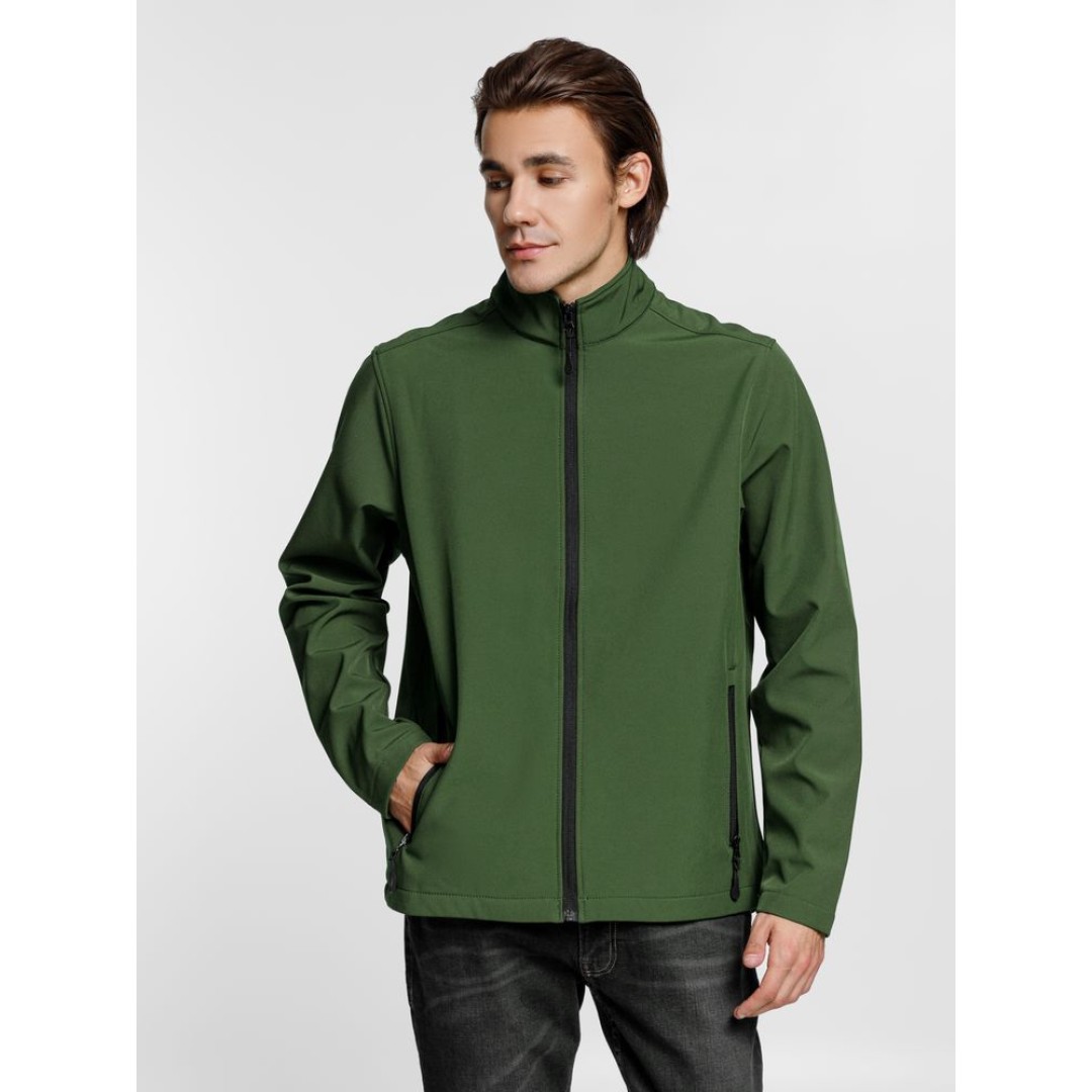 Куртка софтшелл мужская Race Men, темно-зеленая, L