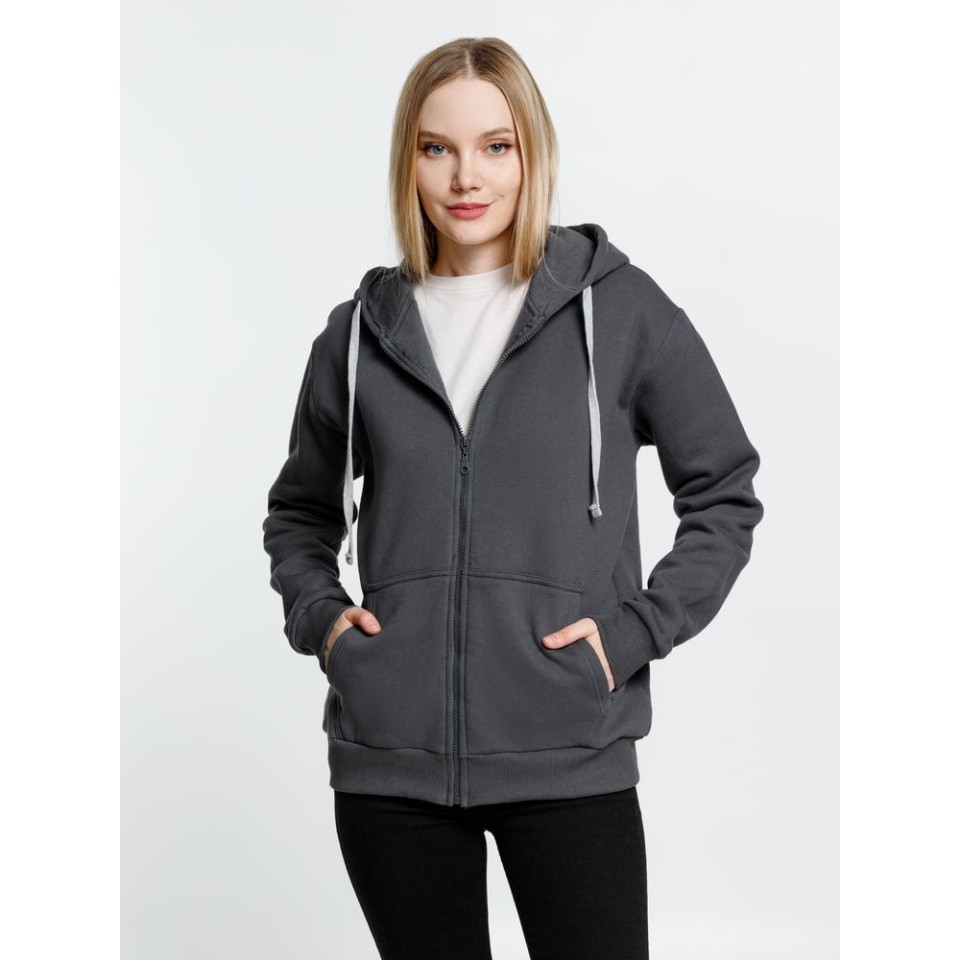 Толстовка на молнии с капюшоном Siverga Heavy, темно-серая (графит), размер XS