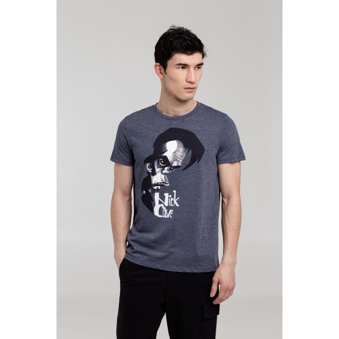 Футболка «Меламед. Nick Cave», темно-синий меланж, S