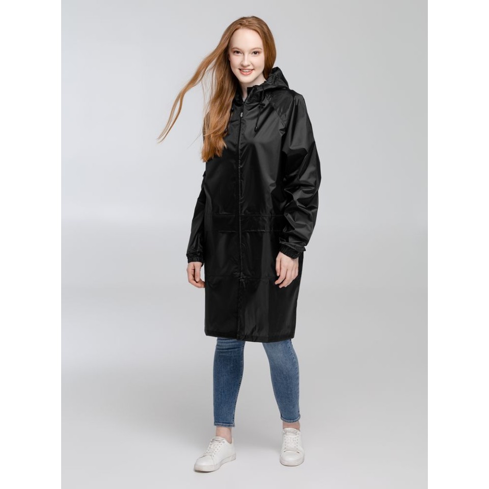 Дождевик с карманами «Плащ, плащ», черный, размер S