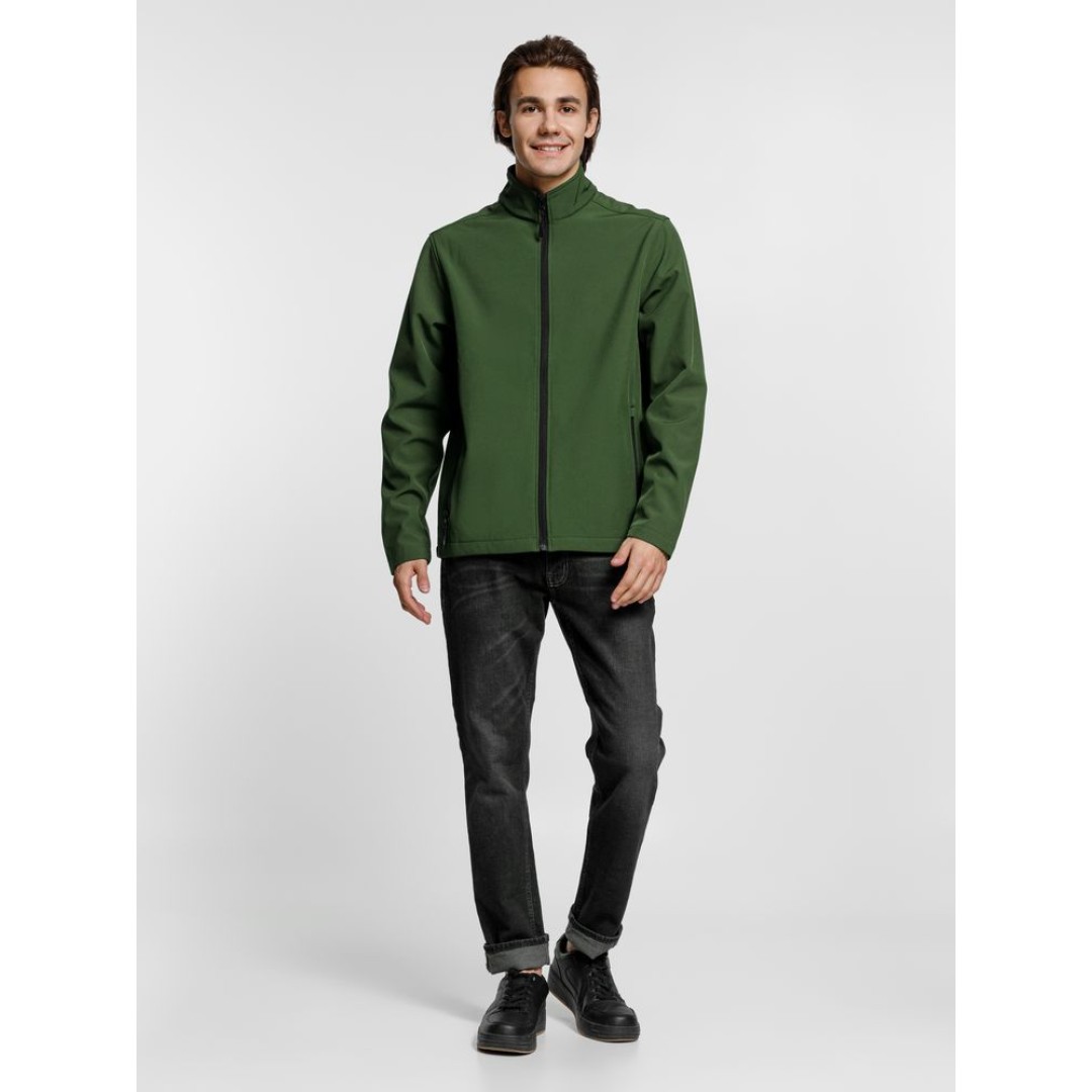 Куртка софтшелл мужская Race Men, темно-зеленая, L