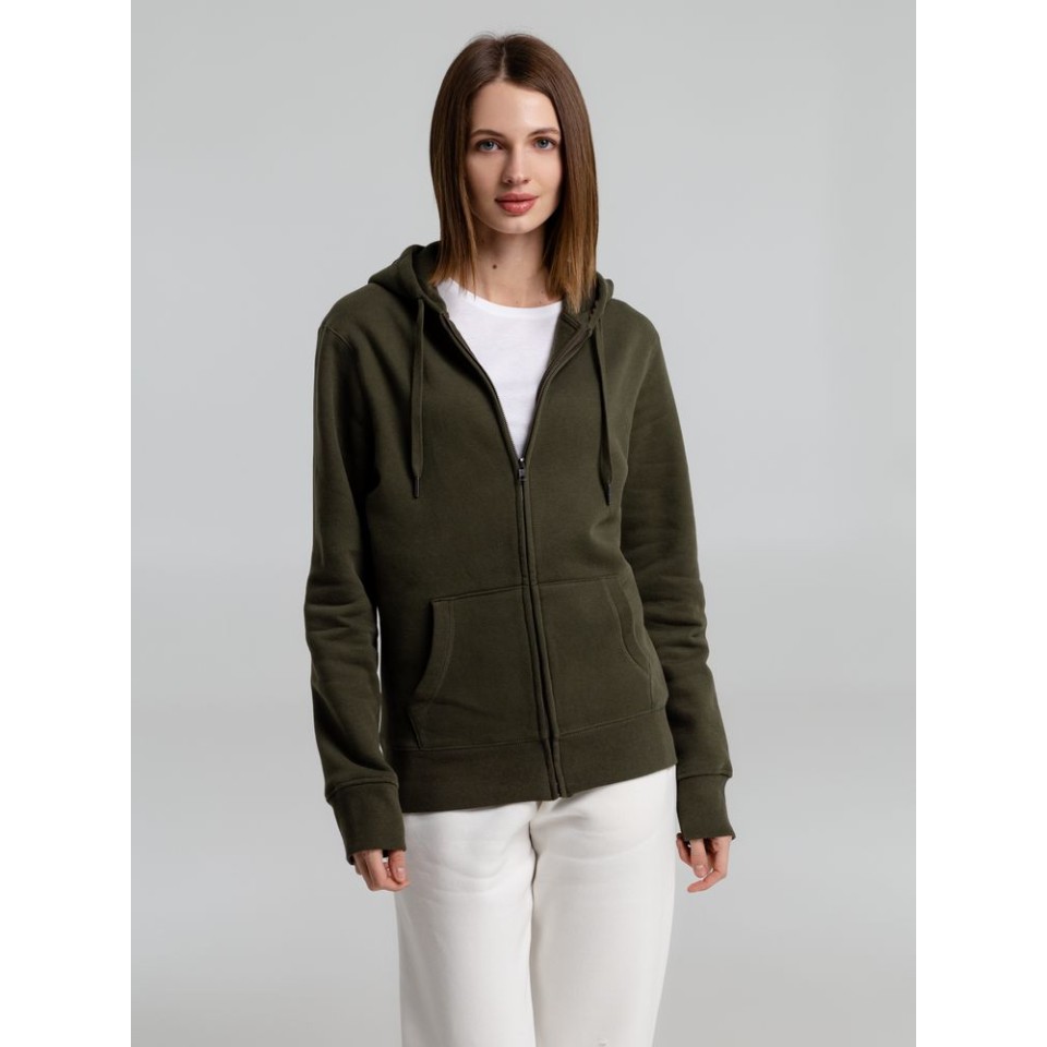 Толстовка на молнии с капюшоном унисекс King, хаки