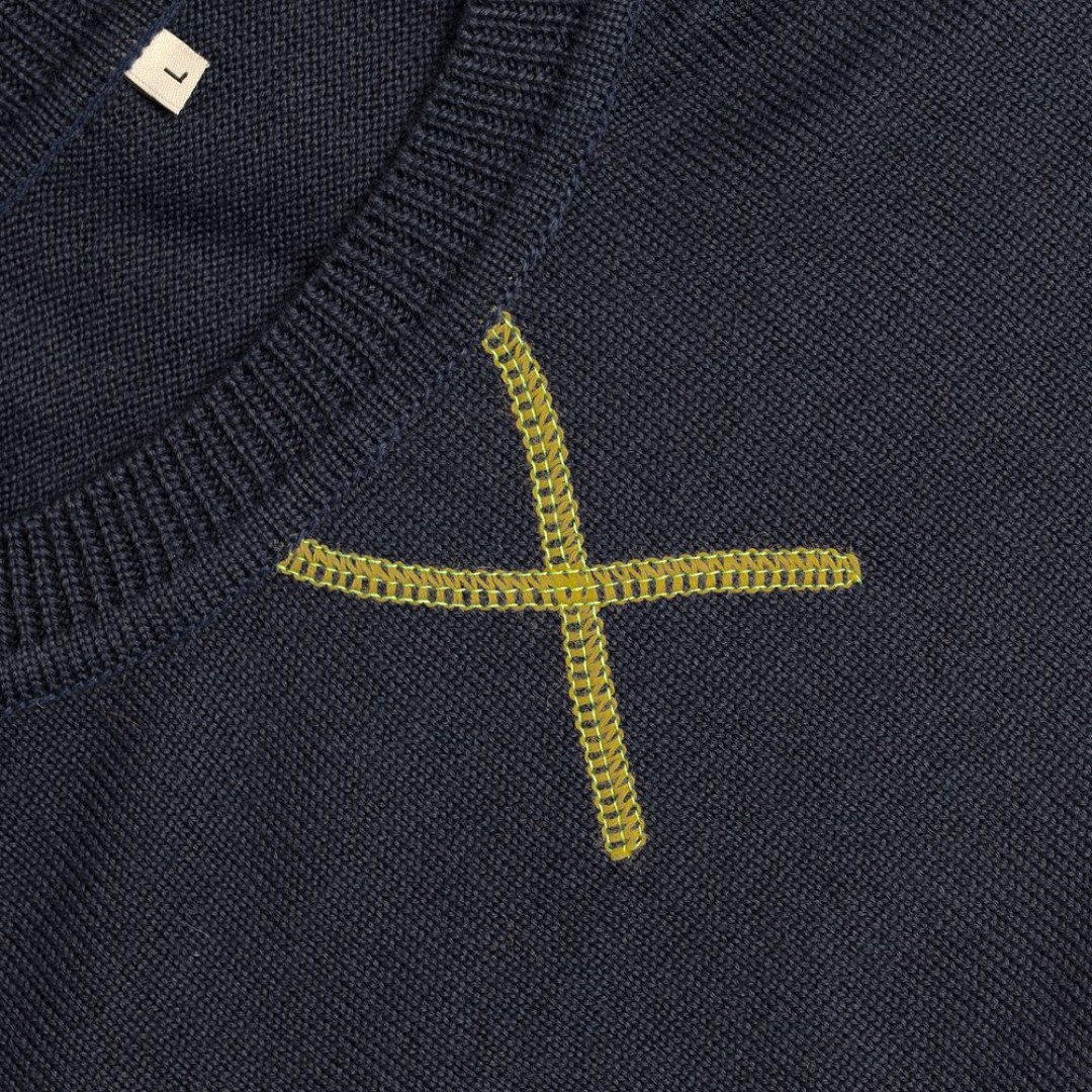 Джемпер Stitch с контрастной отделкой, синий с зеленым, S