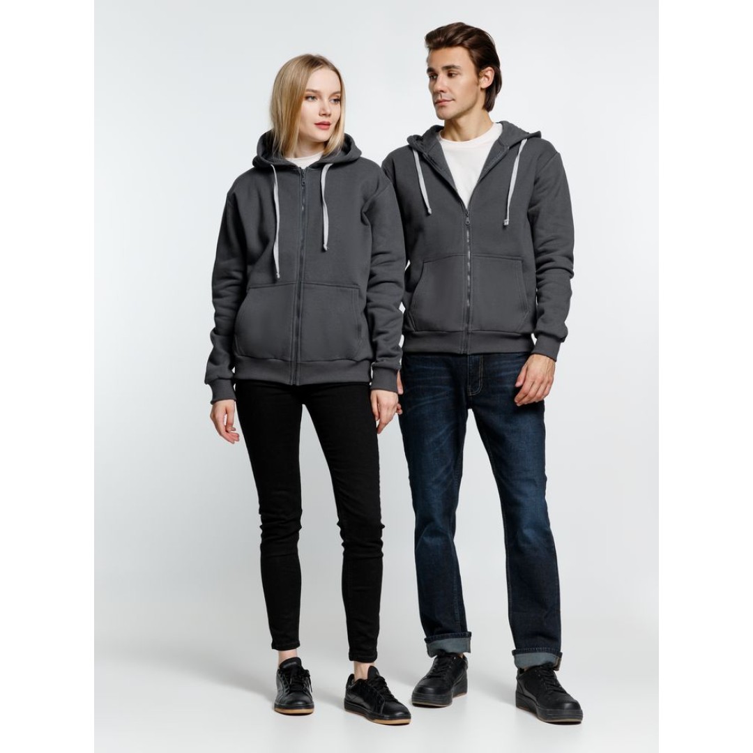 Толстовка на молнии с капюшоном Siverga Heavy, темно-серая (графит), размер XS
