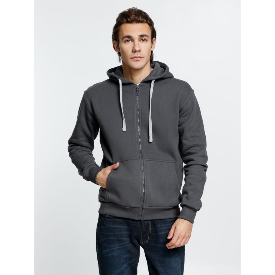 Толстовка на молнии с капюшоном Siverga Heavy, темно-серая (графит), размер XS