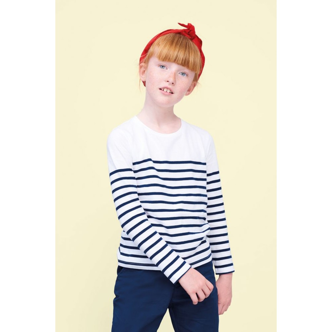 Футболка детская с длинным рукавом Matelot LSL Kids, синяя с белым