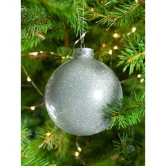 Елочный шар Finery Shine, 10 см, глянцевый серебристый с глиттером