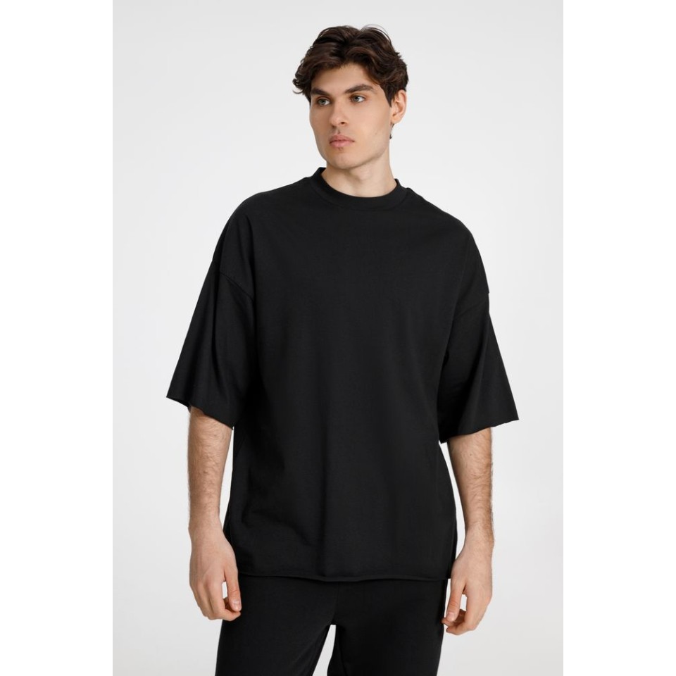 Футболка оверсайз унисекс T9, черная, размер XS/S
