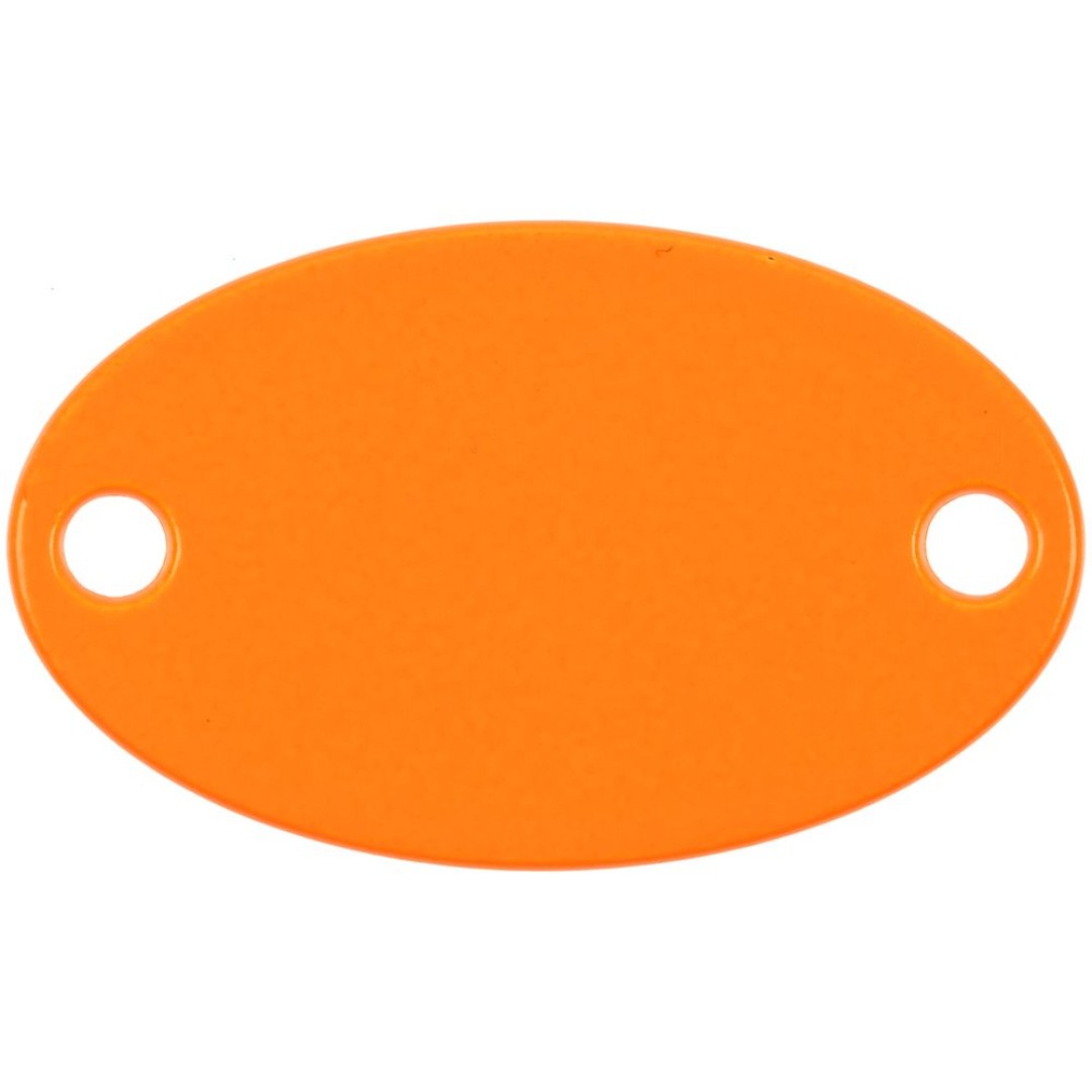 Шильдик металлический Alfa Oval, оранжевый неон