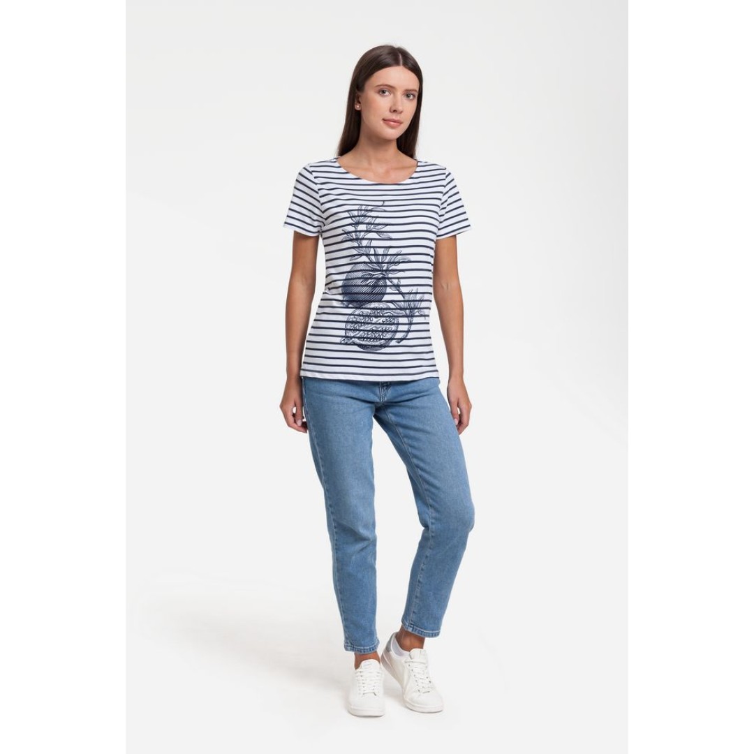 Футболка женская Grand Granat New, белая с синим, XS