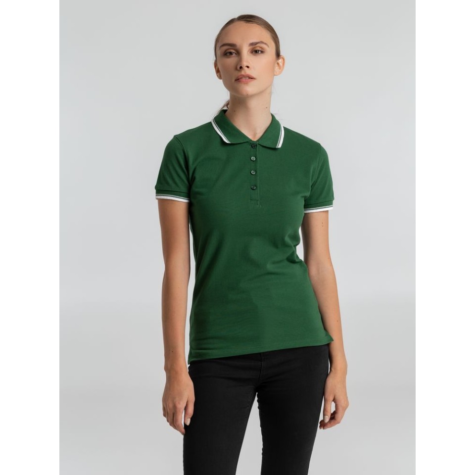 Рубашка поло женская Practice women 270 зеленая с белым, L