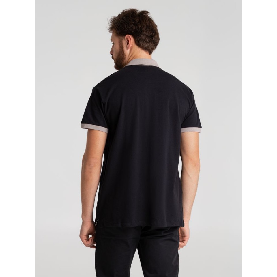 Рубашка поло Prince 190 черная с серым, L