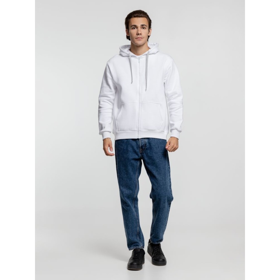 Толстовка на молнии с капюшоном Siverga Heavy, белая (белоснежная), размер XS