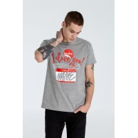 Футболка Hello! I Love You!, серый меланж, S