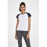Футболка женская Milky 150, белая с темно-cиним