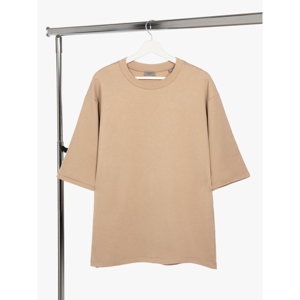 Футболка оверсайз унисекс Kosmos 2.0, бежевая, размер XS/S