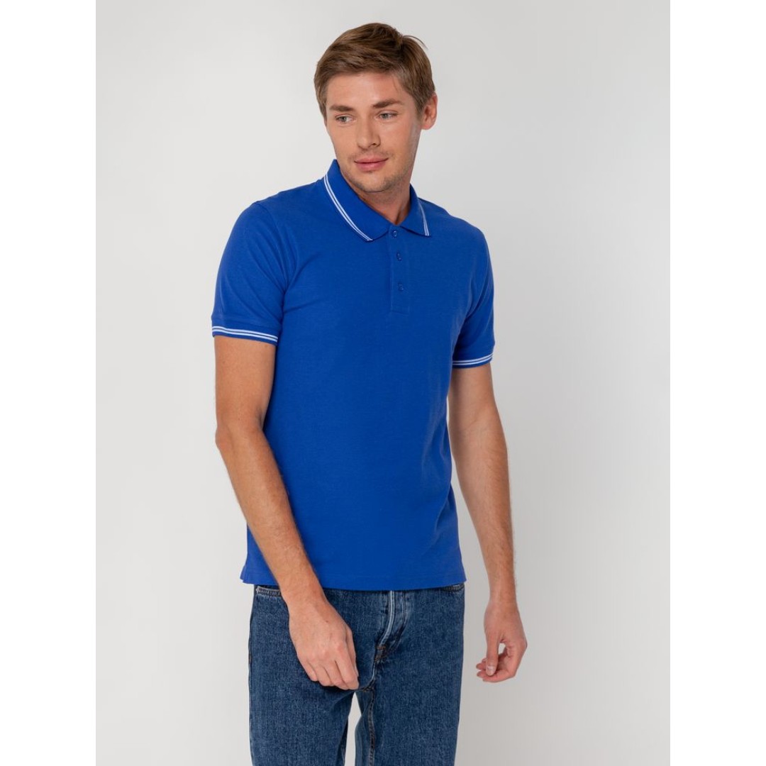 Рубашка поло Virma Stripes, ярко-синяя, L