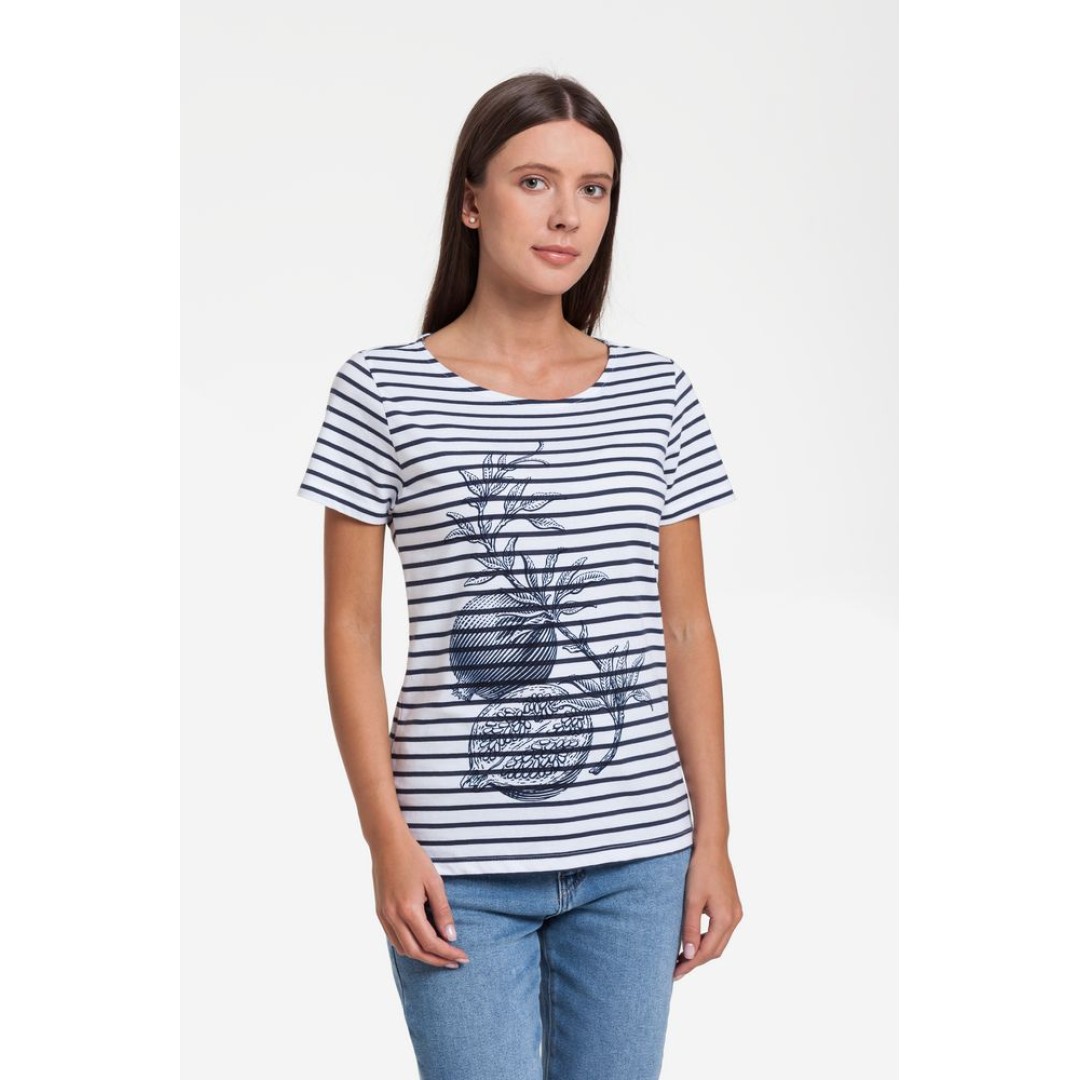 Футболка женская Grand Granat New, белая с синим, XS