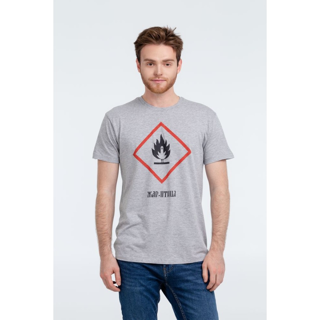 Футболка «Жар-птица», серый меланж, S