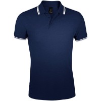 Рубашка поло мужская Pasadena Men 200 с контрастной отделкой темно-синяя с белым, S