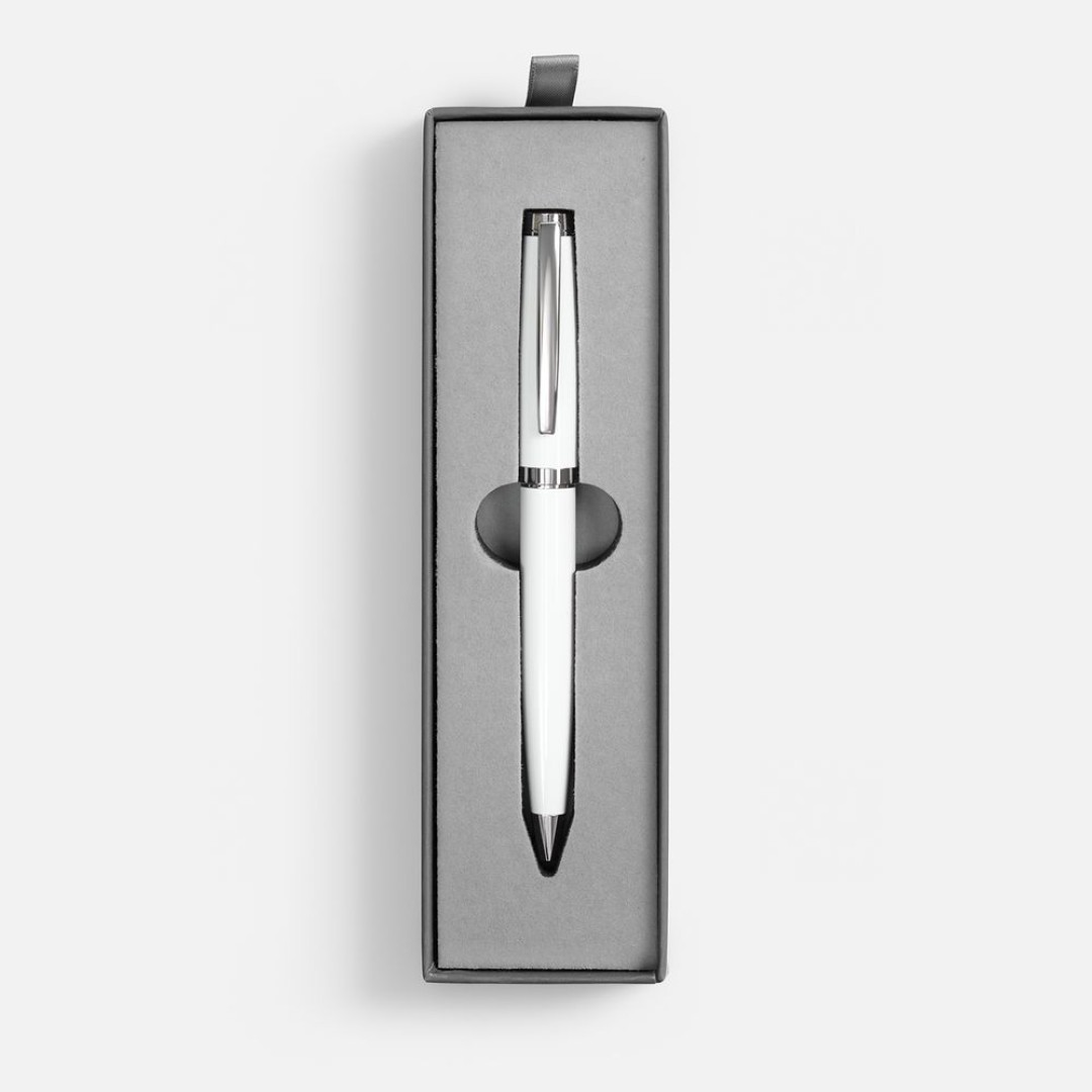 Ручка шариковая Letra Chrome в футляре, белая