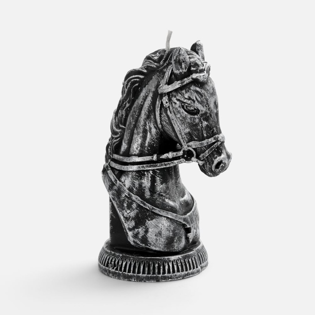 Свеча фигурная «Бюст лошади», серебристая