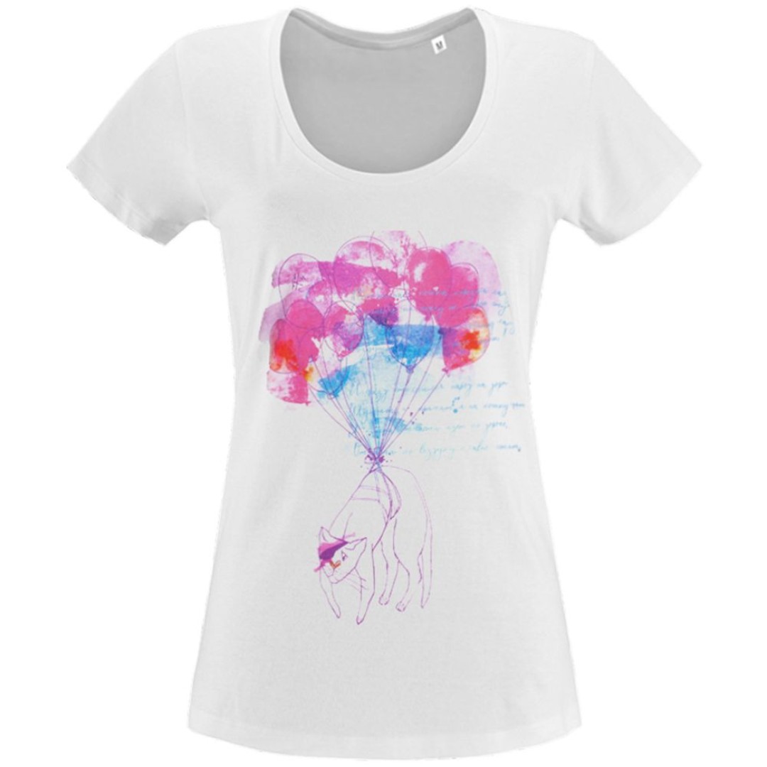 Футболка женская «Удивительная кошка», белая, XL