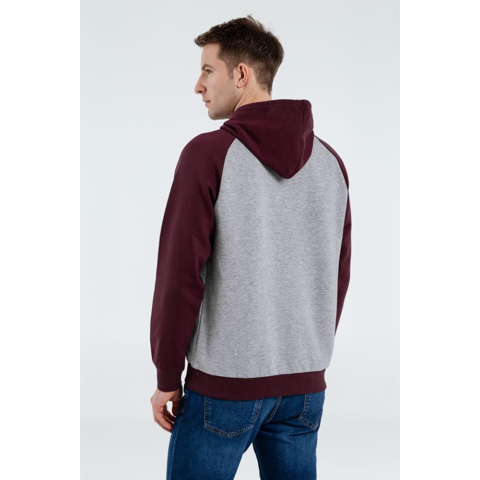 Толстовка унисекс Seattle серый меланж/бордовый, XL