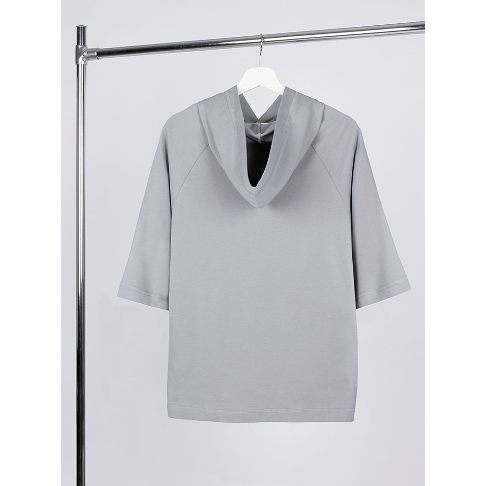 Футболка оверсайз унисекс с капюшоном Neofit, светло-серая, размер XS/S