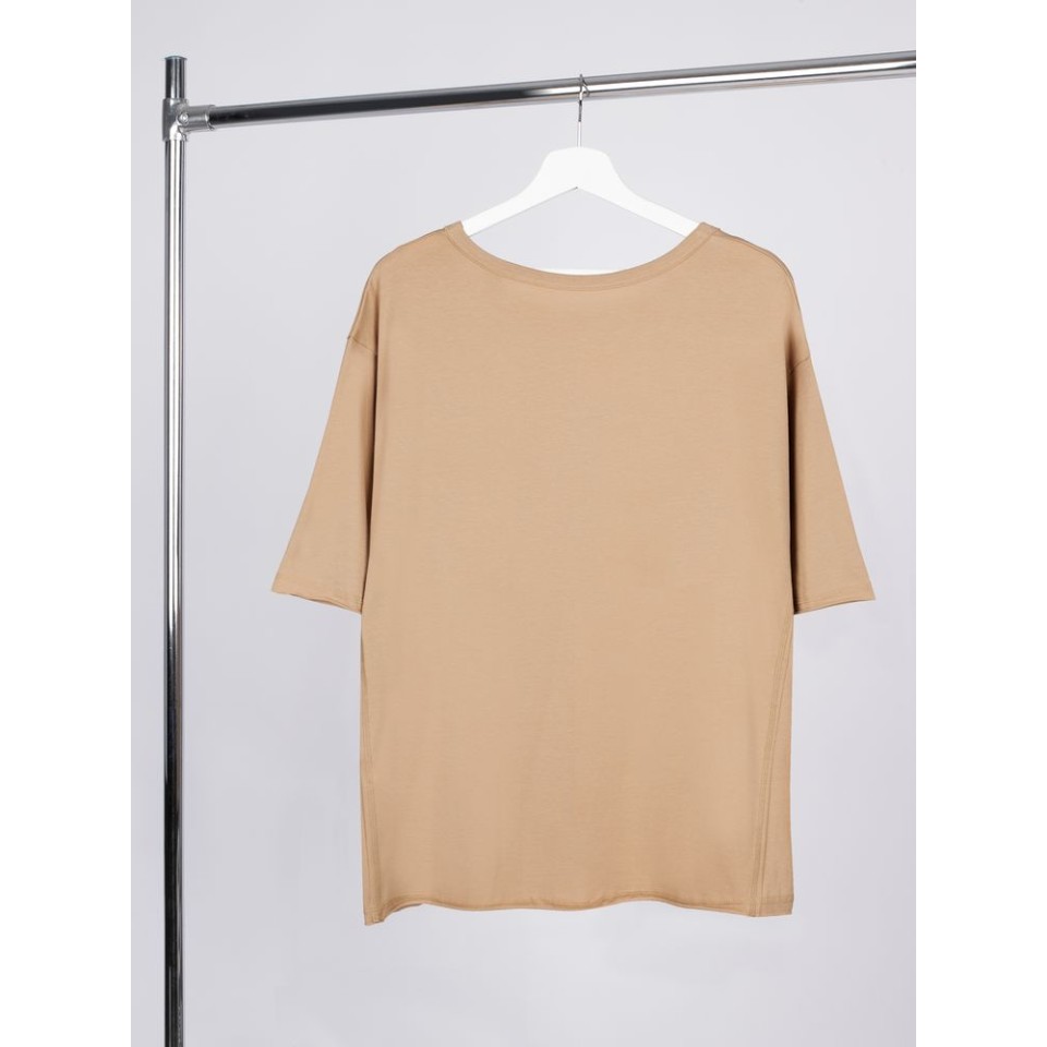 Футболка оверсайз унисекс Vozduh, бежевая, размер XS/S